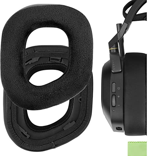 Geekria Comfort Hybrid Velours Ersatz-Ohrpolster für Corsair HS80 Max/ HS80 USB Kabel/ HS80 RGB Wireless Gaming-Headsets, Ohrkissen, Reparaturteile (Schwarz)