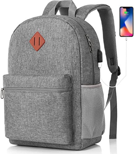 YAMTION 17,3 Zoll Rucksack Herren Schulrucksack Damen,Schulranzen Jungen Teenager Schultasche Mädchen mit USB Ladeanschluss für Universität Business Städtetrip Studium