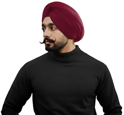 CRAFTSTRIBE Sikh Traditional Turban Patka Punjabi Sardar Pagri Dastar Cotton Full Voil for Men and Boys (5 Meter) Wine