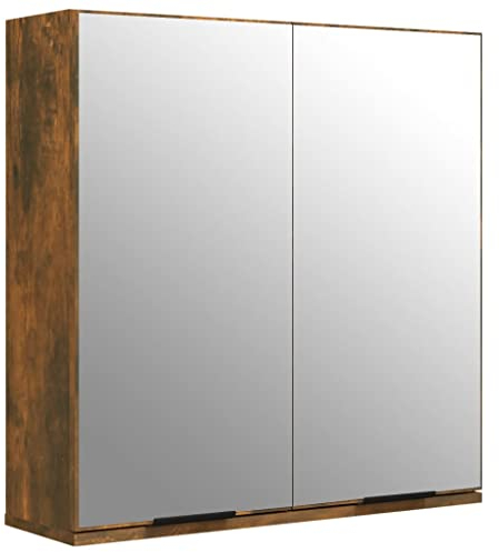 vidaXL Bad Spiegelschrank, Wandschrank für Badezimmer, Badschrank mit viel Stauraum, Badezimmermöbel Badmöbel Hängeschrank, Räuchereiche