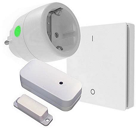 DIW-Funk Abluftsteuerung PA-512 SPARSET Fensterkontaktschalter DFM-2000 + PowerStecker DSR-2300 + Wand-Sender DWS-11 kabellos für Dunstabzugshaube Kamin Ofen