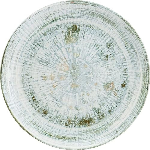 Bonna 6x Odette Olive Gourmet Teller rund 21 cm 2,5 cm hoch Grün Weiß Mediterran Porzellan ODTOLGRM21DZ Frühstücksteller Brotteller Kuchenteller Geschirr