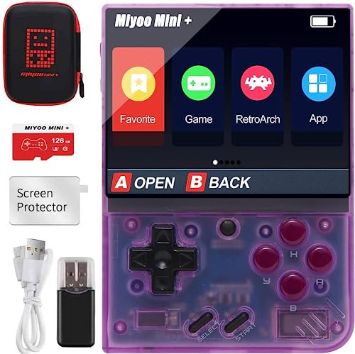 Miyoo Mini Plus - Consola de Juegos Retro de Mano de 3.5 Pulgadas, Código Abierto, Tarjeta TF 128G, 15000+ Juegos Clásicos, Compatible Con WiFi