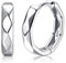 KRFY Creolen Silber 925 für Herren Damen Klein Leichter Ohrringe Creolen Rhombus Förmigen Schneiden Textur Hochglanzpoliertes Silber Ohrringe Herren Damen Innendurchmesser 15MM