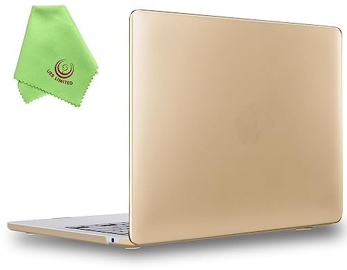 UESWILL Case Compatible with MacBook Air (15 inch, M2/M3/M4, 2023/2024/2025) Model A2941 A3114 A3241 with Touch ID, Matte Hard Shell Cover + Microfiber Cloth, Gold