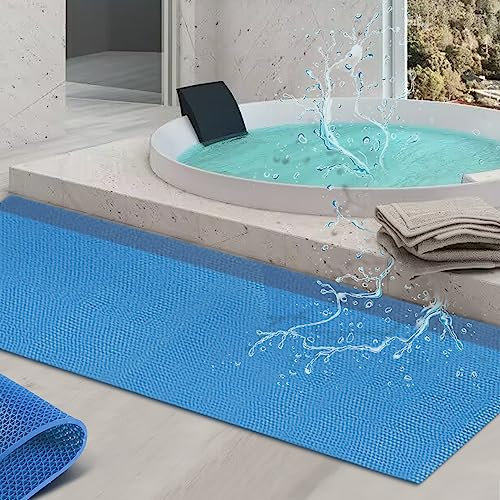 BOTOWI Tappeto Piscina Fuori Terra, Tappeto sotto Piscina Antiscivolo, Stuoia della Scala della Piscina, Tappetini sotto Piscina, Tappetino per Piscina Tappetino per Scale di Piscina,Blu,0.9x3m