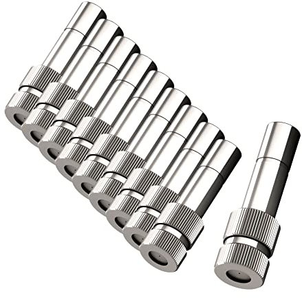 Khanjan High Pressure Brass Misting Nozzle, Cleanable Leakproof Misting Nozzle, Ideal for Misting, Lawn, Gardens, Greenhouse Air Cooling Systems, Pack of 10 (0.2mm Mist Hole)