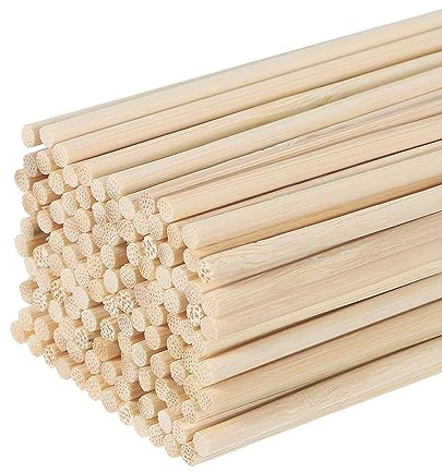 QUARKZMAN Hölzerne Dorn Stäbe 50cm/20 Rund Dorn Stab 3mm/0.12 Bambus | Holzstäbe Stick für Kunst Handwerk Foto Stand Requisiten Basteln Gebäude Modell 50 Pack