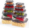 Rainberg Plastic Food Storage Containers - 20 Pieces (10 containers & 10 Lids) Food Containers, Air Tight Lids, Freezer, Microwave & Dishwasher Safe. (Grey)