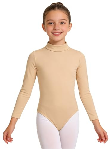 CHICTRY Kinder Mädchen Ballettanzug Fleece Turnanzug Gefüttert Stehkragen/Rundhals Tanzbody Langarm Gymnastiktrikot Einfarbig Trikotanzug
