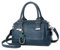 SODOLLEE Handtasche Damen Henkeltaschen mit Exquisiter Anhänger Frauen Retro Top Griff Tasche Umhängetasche PU Leder Schultertasche für Arbeiten Reisen Shopper Dunkel Blau