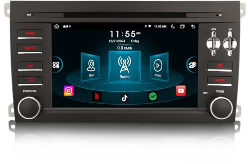 GONFEN 7 Zoll Bildschirm 4GB+64GB Acht-Kern Android 13 Autoradio Für Porsche Cayenne mit Navigation GPS Unterstützt Wireless CarPlay Android AUTO WiFi 4G Bluetooth 5.0 DVD DAB+ FM Radio USB RDS DVB-T2