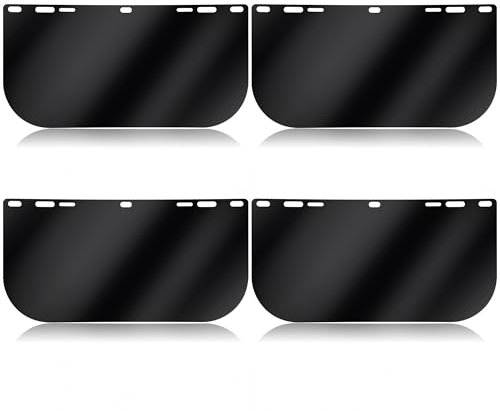 Feekoon 4 Pack Face Shield Replacement Lens, 15.5'' x 8'' Tinted Full Face Shield Compatible with Hobart 770580, Protective Safety Visor Replacement for Welding, Grinding, DIY, Cosplay Helmet