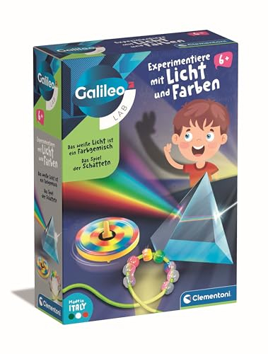 Galileo Lab Sperimenta con luce e colori – Set scienza per bambini – Scatola per esperimenti per bambini dai 5 anni di Clementoni 59380