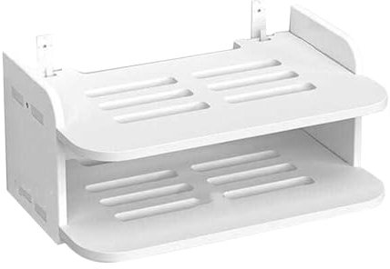 WOHPNLE Router Regal, WiFi Speicherset zur Wandmontage Ohne Stanzen, Router Regal Wand, Top Box Ständer für Wohnzimmer, Schlafzimmer