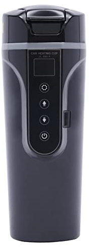 HUSPOO Gobelet chauffant pour voiture 12 V 450 ml électrique avec affichage LED en acier inoxydable - Bol chauffant de voyage - Tasse à café - Chauffage (noir)