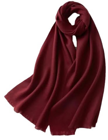 Damen Wollschal Warm Lang Kurz Kaschmir Schal, weinrot, One size