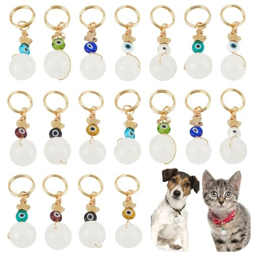 DELORIGIN 18 Stück Perlen Anhänger Mit Bösem Blick Für Halsband Für Katzen Und Hunde Glücksbringer Glasperlen Hundehalsband Charms Für Tasche Halskette Armband Heimdekoration
