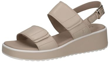 CAPRICE Damen Sandalen mit Keilabsatz aus Leder Wedges, Cremefarben (Offwhite Nappa), 38 EU