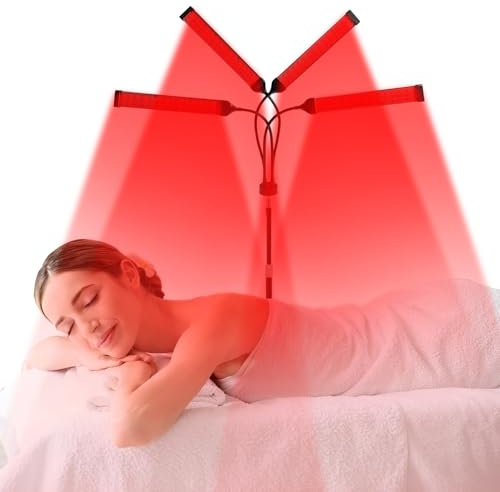 Hottoerak Rotlichtlampe Stehlampe, 660nm & 850nm & 940nm Infrarotlampe, 180LEDs Rotlicht Lampe mit Schwanenhalsverstellung & Timerfunktion, Infarotlichtlampe für Körperschmerzlinderung
