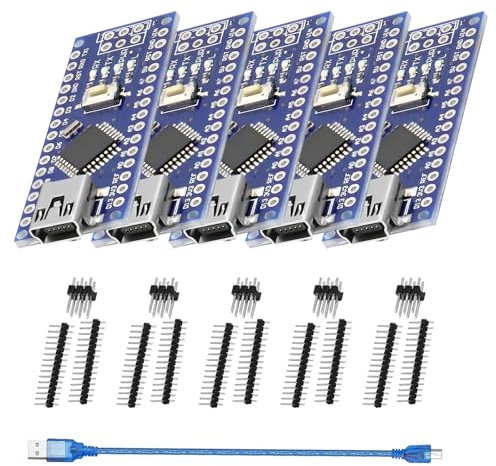 Nano V3 Board Mini USB with Cable, AYWHP 5PCS Nano Board MEGA328P, CH340G Chip 5V 16M, Microcontroller Compatible with Arduino Nano V3 (Mini USB Port)