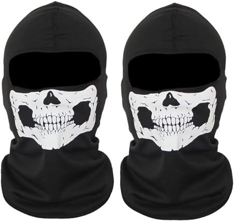 BOBOZHONG Balaclava Totenkopf,2 Stück Totenkopf Schädel Sturmhaube Totenkopf-Maske Motorrad-Vollgesichtsmasken Halloween Sturmhaube Gesichtsmaske für Ski Motorrad Sport Kostüme