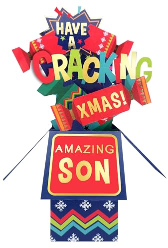 Clever Cubes Pop Up Cracking Xmas Amazing Son Fun Christmas Card 3D Xmas Card XCU011D
