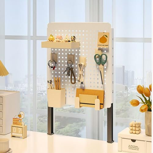 Clamp on Desk Extender Clamp-on Desk Pegboard, Privacy Panel for Desk, Gaming Desk Organizer Magnetic Metal Peg Board with Accessories