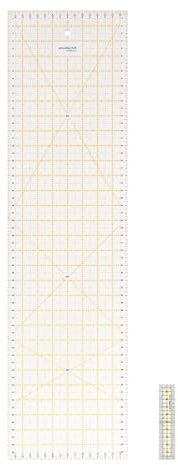 KEARING Patchwork Lineal Set 60×16 cm + Mini Quiltenlineal 10×2 cm | Rutschfest, präzises Acryl-Lineal, Gitter & zweifarbige Skala, 3 mm, schwarz-gelbe Markierungen – vielseitig einsetzbar