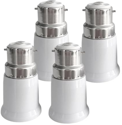 Pixaro 4pcs B22 to E27 Light Bulb Adapter, Bayonet to Screw Bulb Adaptor,Screw Lamp Base Converter and Base Socket Adapter Converter for Incandescent, Led, CFL Bulbs