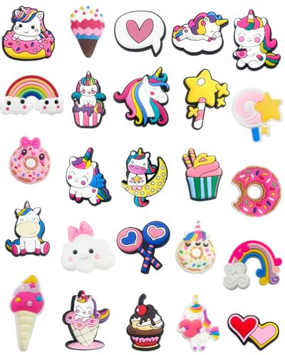 TOZBLEU Schuhanstecker, 25 Stück dekorative Pins,Einhorn Serie,Schuhanhänger,Zubehör und Verzierungen für Schuhe,Anstecker Schuh Charms für Clogs Schuhschmuck für Mädchen Frauen Jungen und Männer