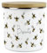 Purely Home Scattered Bees Small Biscuits Storage Canister - Bumblebee Print Kitchen Décor Gifts - 1.2L White Metal Enamel Food Storage Container