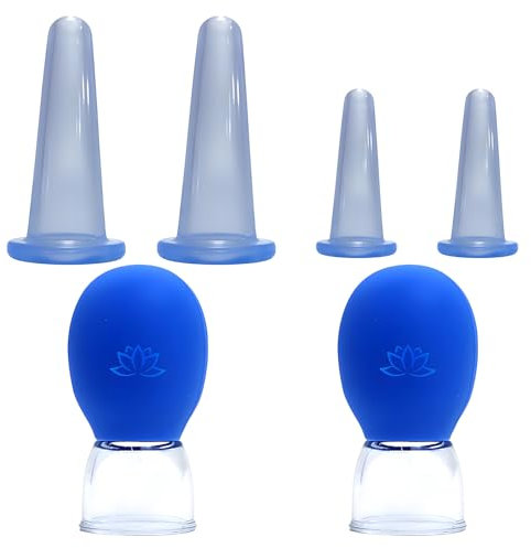 Lot de 6 ventouses en silicone pour le visage - Pour le visage - Pour massage du visage - Outils de massage - Thérapie par ventouses (bleu)