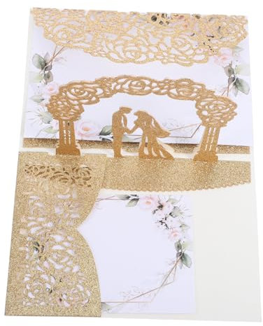 Veemoon Hochzeitseinladungskarten Popup-design Glitzernden Rosen Und Umschlägen Langlebiges Dickes Papier Innenpapier Für Persönliche Nachrichten Geeignet Für Brautpartys