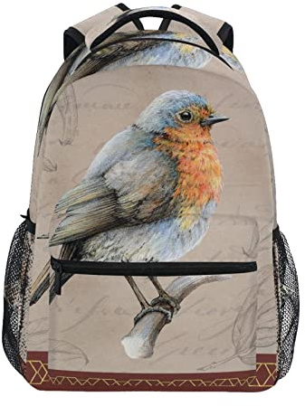 Rucksack mit Rotkehlchen-Motiv, Vintage, für Jungen, Mädchen, Schule, Büchertasche, Kinder, Reiserucksack, Tagesrucksack, Laptoptasche