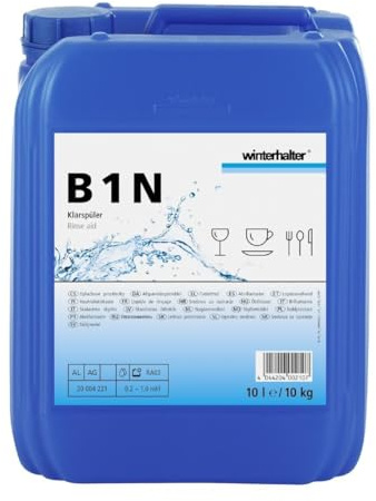 Winterhalter B1N Neutral Rinse Aid, 10 Ltr | Prevents limescale and water spots on glassware, ensuring a streak-free, rapid-drying finish on plates and dishes.
