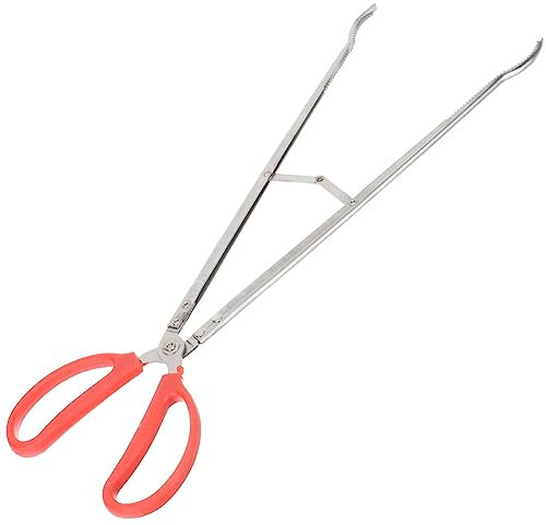 KICHOUSE Brennholzzange für drinnen rostfrei Greifer groß Feuerstelle Picker im Freien Kaminbesteck Klaue Holzzange aus Edelstahl Müllzange Feuerzangen Müllpflücker schwere Feuerzange Gummi