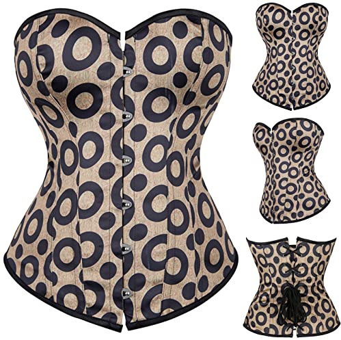 Women Steampunk Bustiers Ladies Medieval Gothic Overbust Lace Up Boned Corsets Buckle Belt Tunic Waist Trainer Floral Printed Victorian Corset Top Vintage Baroque Underwear Pirate Cosplay Bodysuit