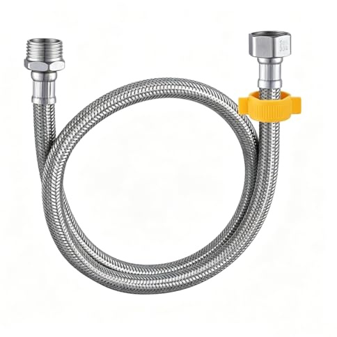Loebrismis 40CM Flexible Water Supply Hose, 1/2 Flexible Tap Connectors | 304 Stainless Steel Braided Hose for Water Heater, Tap Connector, Toilet Fill Valve, 1/2 BSP Male to Female Hose Pipes, 1Pcs