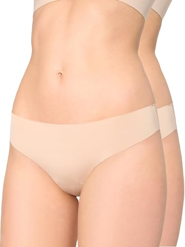 Nur Die Invisible Brazilian Slips 2er-Pack – Nahtlose ultraleichte Mikrofaser Unsichtbar & Seamless Unterwäsche Unterhose Damen