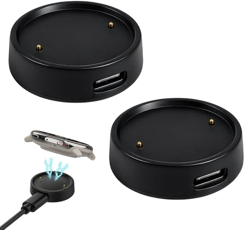 2 Stück Typ-C Adapter Ladegerät Kompatibel mit Amazfit Active 2/Bip 6 Smartwatch, Amazfit Ladegerät, Robuster Ladekabel Konverter für effizientes Laden und Datenübertragung, Ohne Kabel, Schwarz