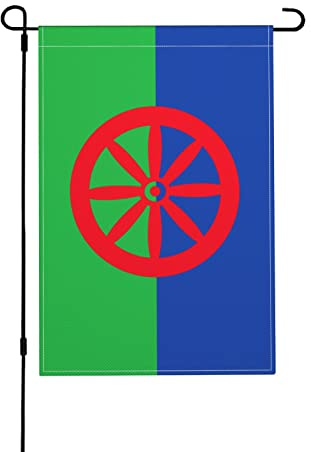 Flagge Flagge Mit Acht Speichen Die Von Ungarischen Roma Verwendet Wird Wetterfeste Flaggendekoration Lustige Dekorative Fahne Für Drinnen Terrasse Feiertage 12X18 Inch