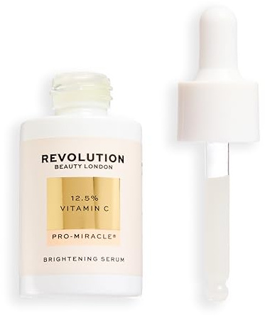 Revolution Pro Miracle 12.5% Vit C Serum, verfeinert und glättet die Haut, sorgt für einen strahlenderen Teint, reduziert dunkle Flecken, intensiver Glow, 30ml