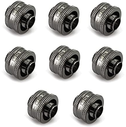 XSPC G1/4 to 3/8 ID 5/8 OD Compression Fitting V2 - Black Chrome (8 Pack)