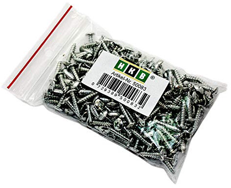 HKB ® 100 Stück Holzschrauben, Linsenkopf, Kreuzschlitz, 3,5 x 20mm, Kopf-ø = 8mm, Form C, Stahl verzinkt, Vollgewinde, auch als Blechschraube verwendbar, Hersteller HKB, Artikel-Nr. 50082