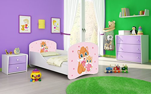 ACMA I Lit Enfant Bébé TIROIR Matelas sommier Gratuite Meubles pour Enfants (33 Chats, 180 x 80 cm)