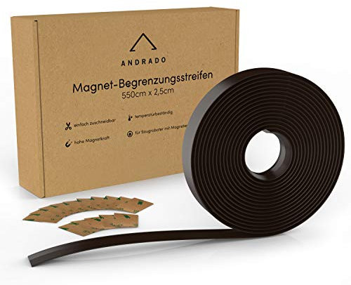 ANDRADO XXL Magnetband Saugroboter (5,5m) - kompatibel u.a. mit Yeedi, Neato, Tesvor, Xiaomi Roborock, Proscenic, Vorwerk, Bagotte, Kyvol, Hosome - Magnetstreifen/Begrenzung für Staubsauger-Roboter