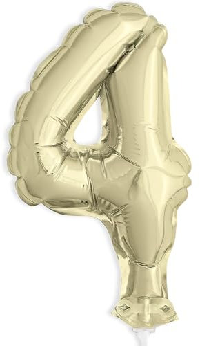 Gold Foil Number 4 Balloon Cake Topper (12cm) - Perfect for Birthdays, Anniversaries, & Milestone Events - 1 Pc