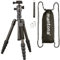 mantona Trépied de Voyage Light Traveller, Carbone Ultra léger I Trépied Compact pour Appareil Photo, rotule + Plaque Interchangeable (Compatible Arca Swiss), Panorama à 360 °, trépied et Monopode,
