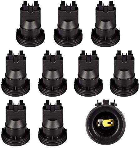 E27 Lampenfassung (PBT), Gewindefassung mit Halterung, Sockel mit Einbuchtung für M4 Schraube Schwarz 10 Stk.